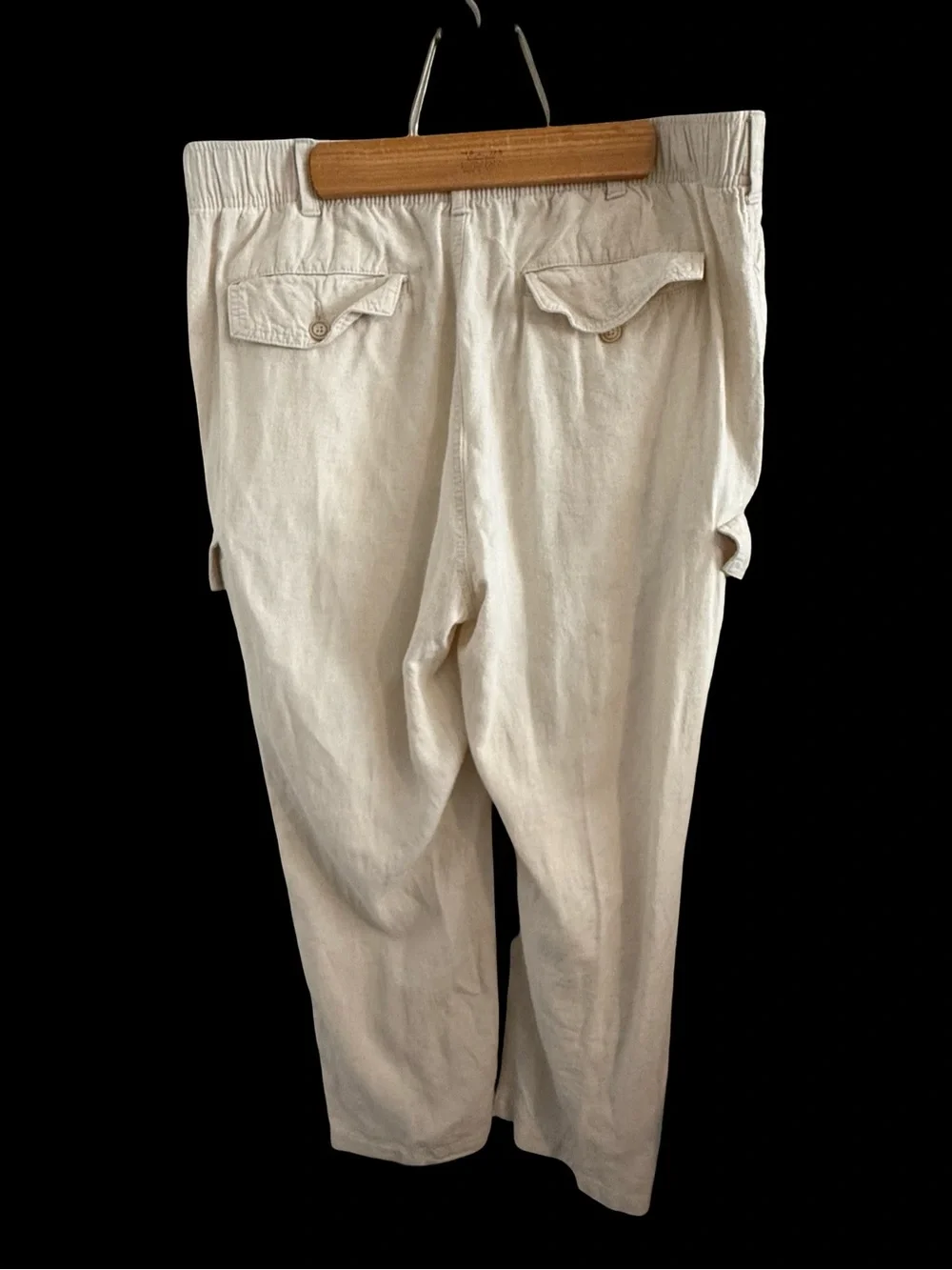 Roundtree & Yorke Linen Blend Mens Cargo Pants Costal Beachy Neutral